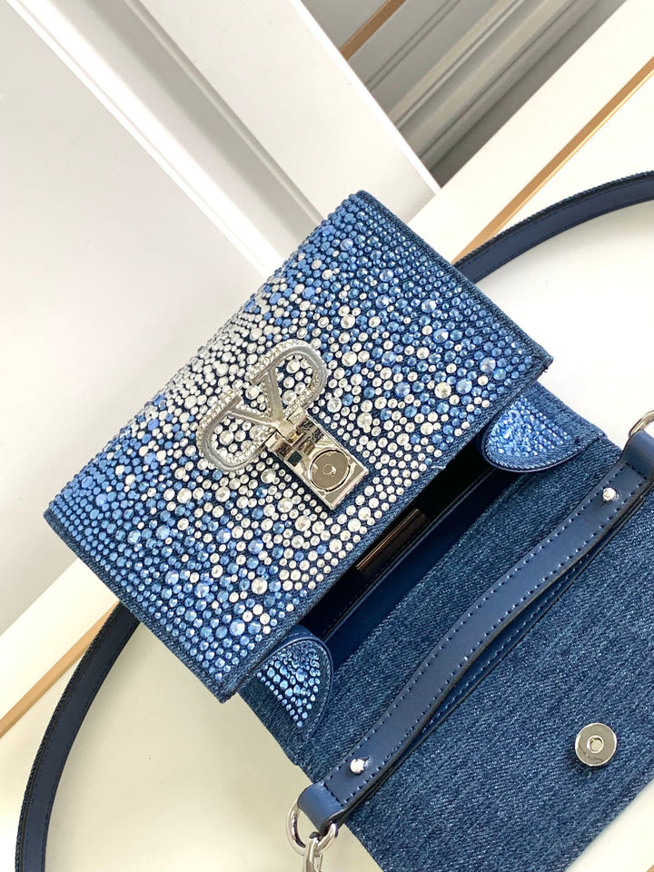 Denim Crystal Handbag M9856