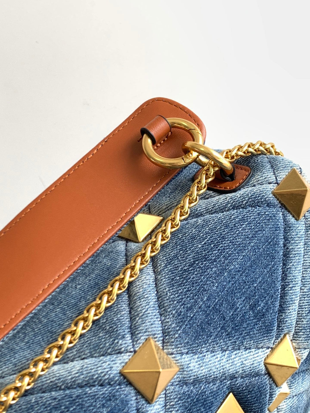 Medium Studded Denim Handbag