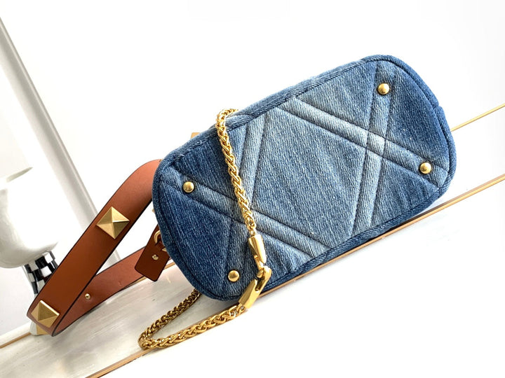 Studded Denim Tote Bag M9833