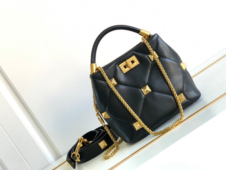 Black Studded Denim Tote Bag M9833