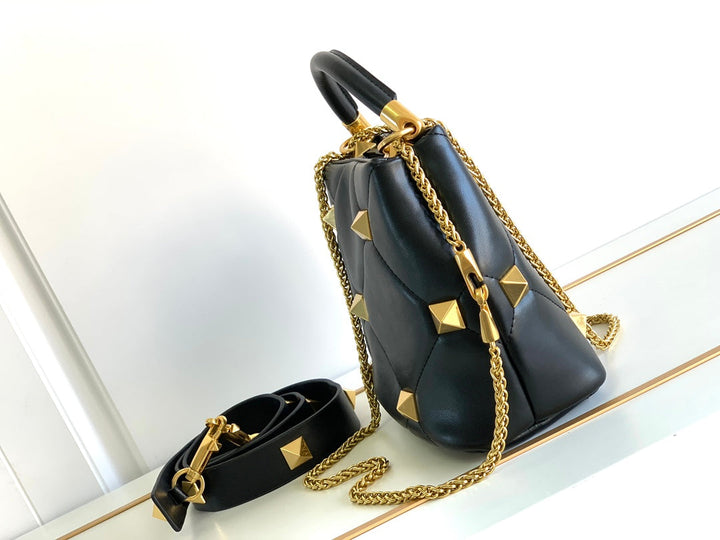 Black Studded Denim Tote Bag M9833