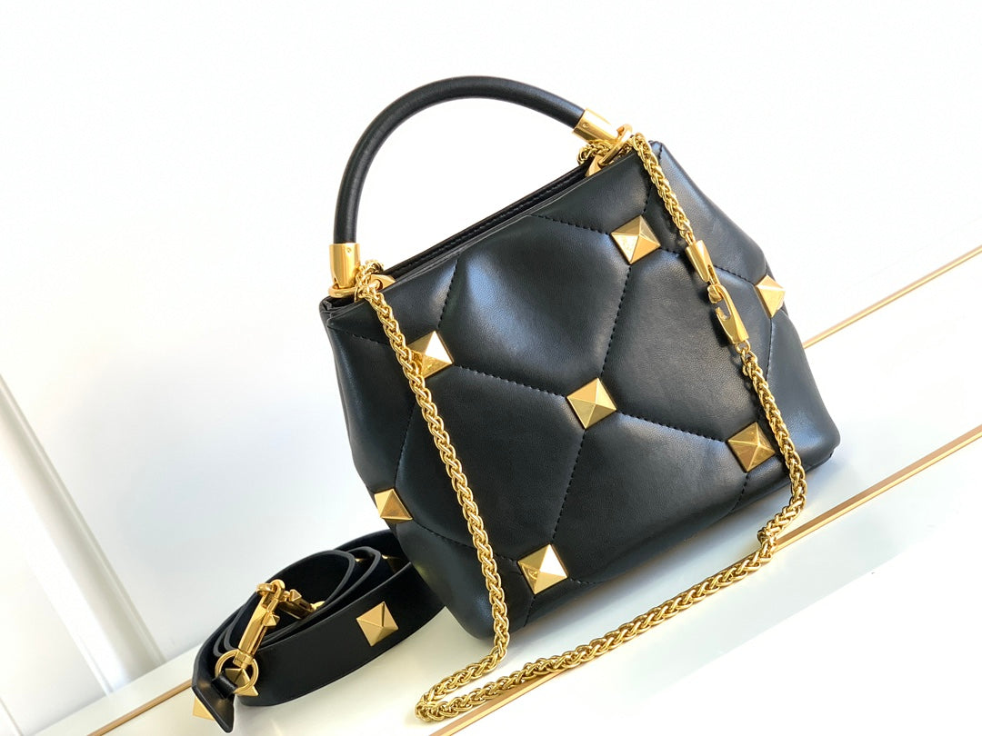 Black Studded Denim Tote Bag M9833