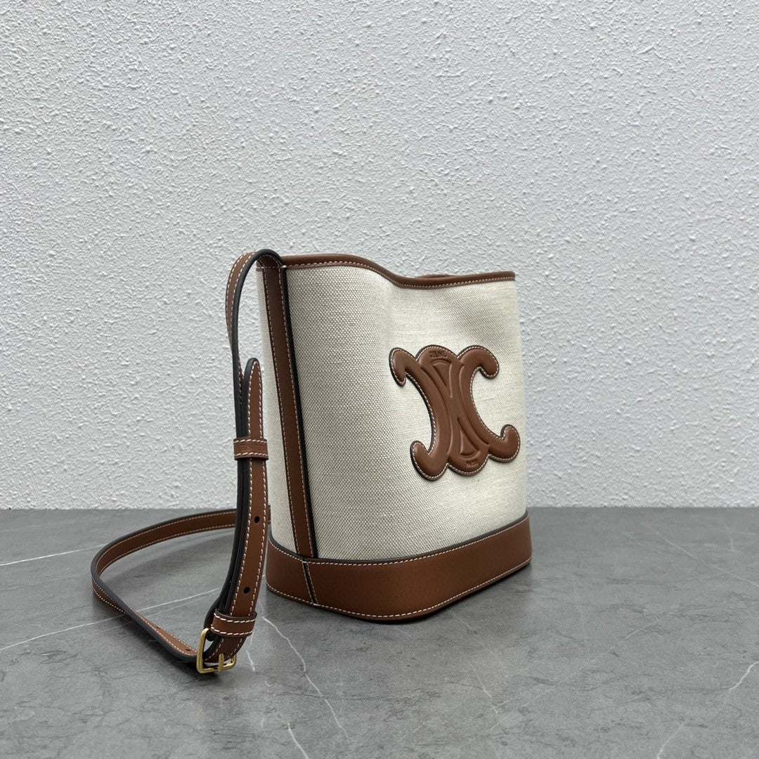 Brown Cowhide Bucket Bag M1199