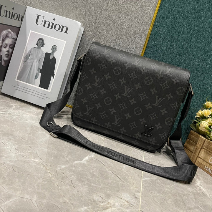 Black Embossed Messenger Bag-M46255