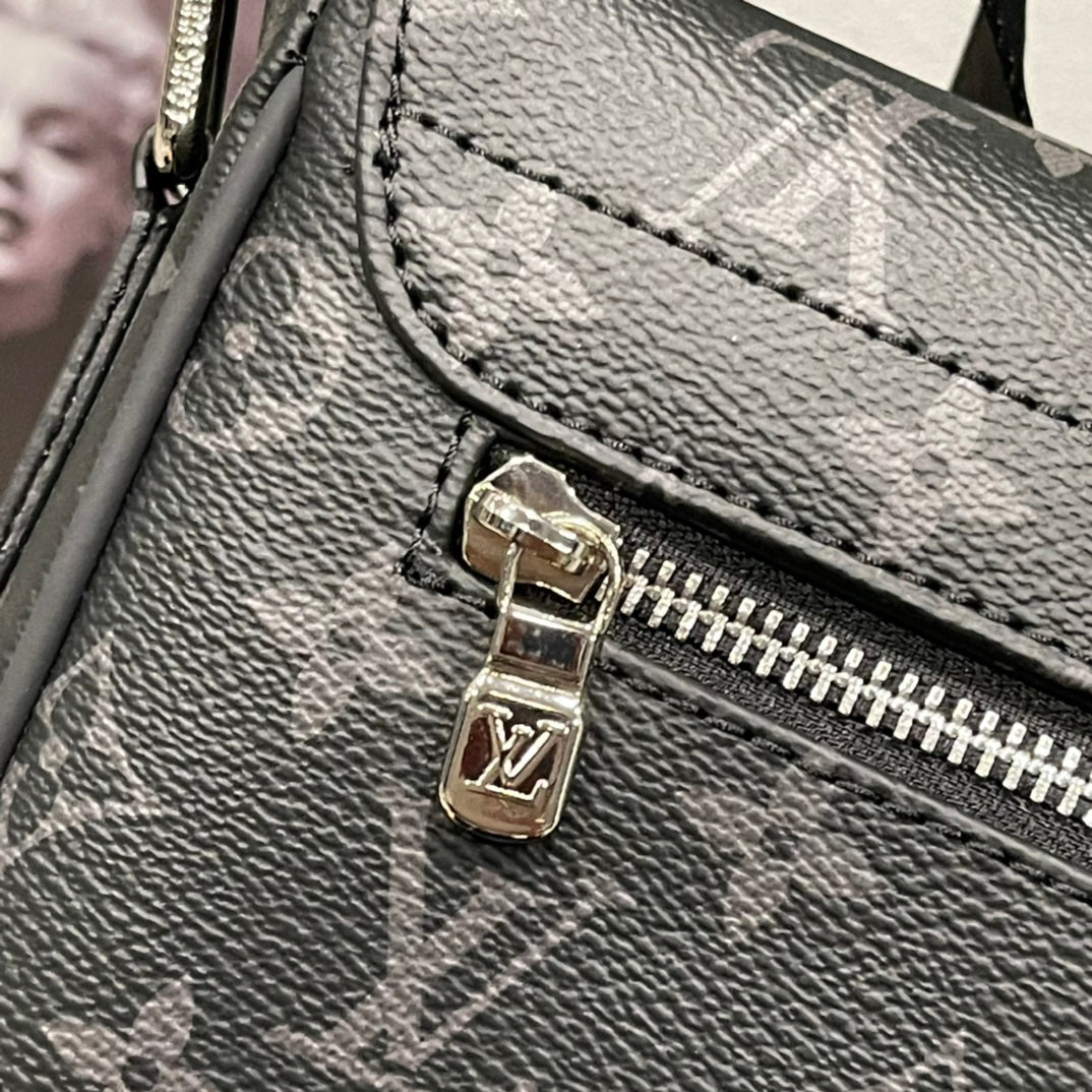 Black Embossed Messenger Bag-M46255