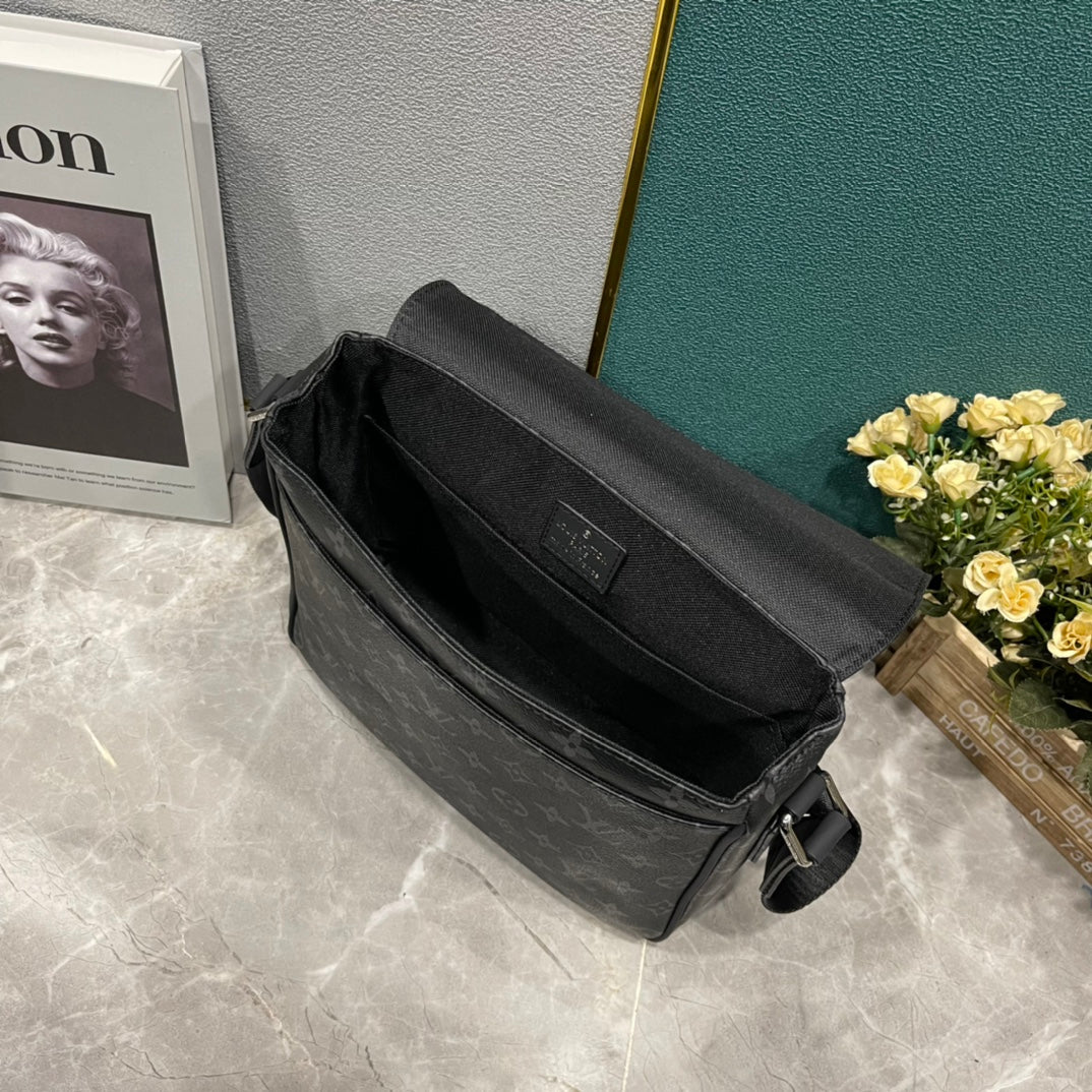 Black Embossed Messenger Bag-M46255