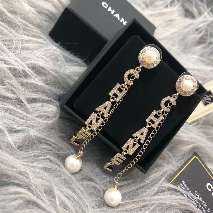 Fashion Rhinestone Letter Earrings