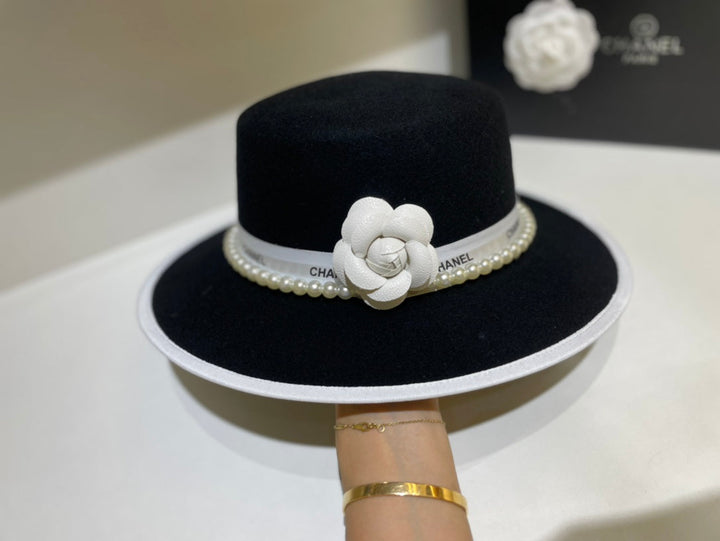 Camellia Wool Flat Top Hat