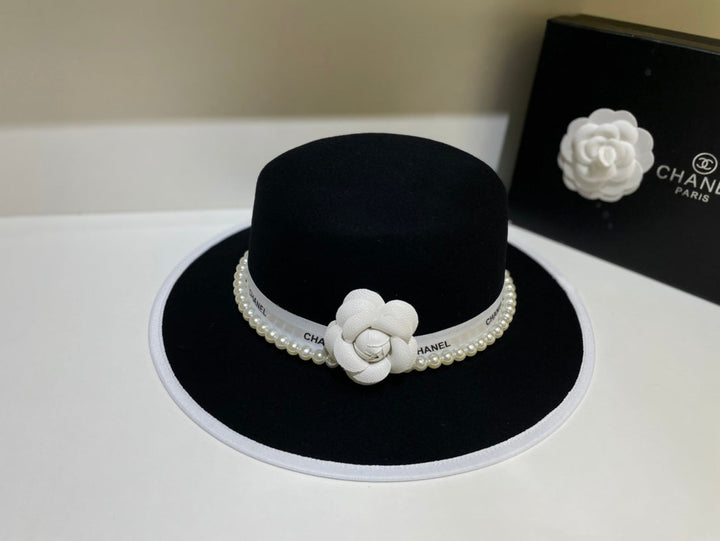 Camellia Wool Flat Top Hat