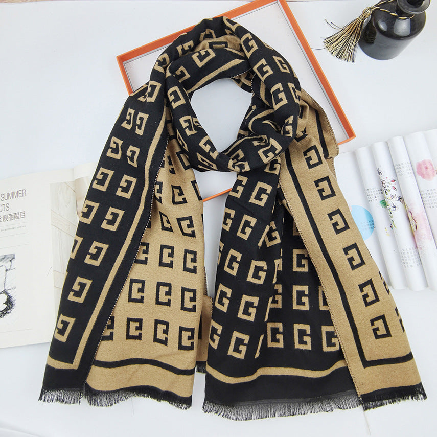 Winter cashmere FF letter scarf