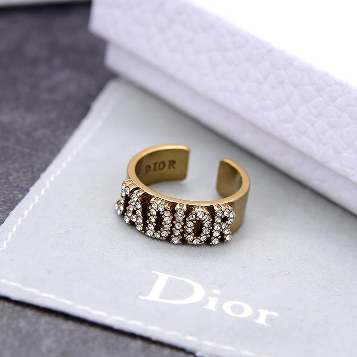 Retro Rhinestone Letter Ring