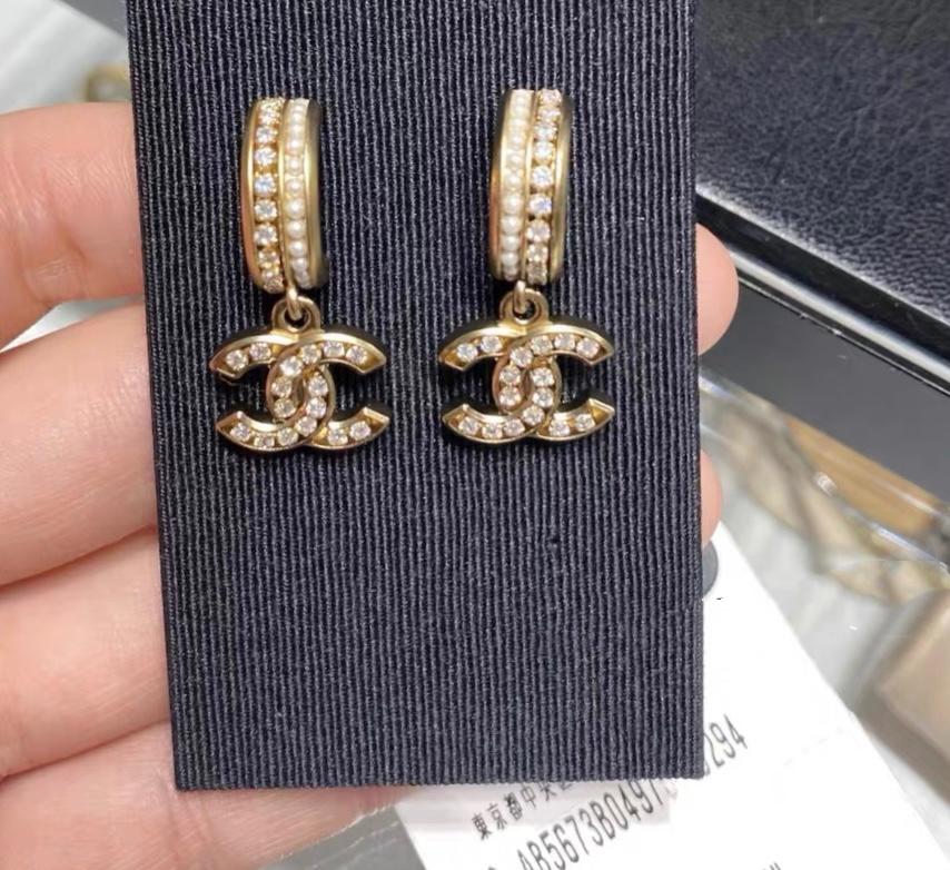 Diamond Classic Letter Pendant Earrings