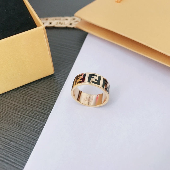 Fashion F double letter ring