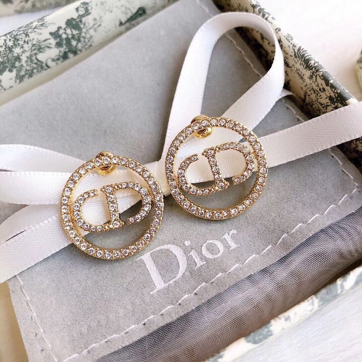 Elegant Letter Crystal Pearl Earrings