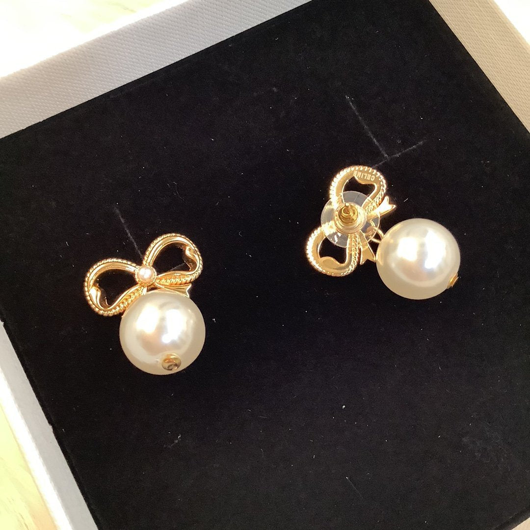 Celine Bow Pearl Earrings