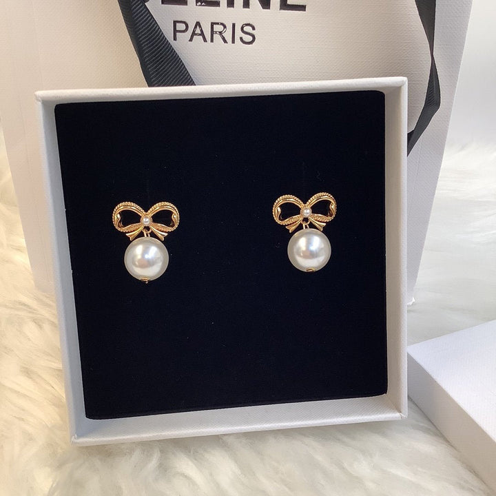 Celine Bow Pearl Earrings