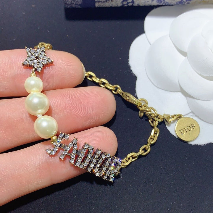 Imitation Crystal Vintage Gold Finish Bracelet