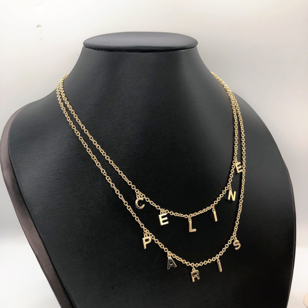 Fashion Letter Double Chain Necklace