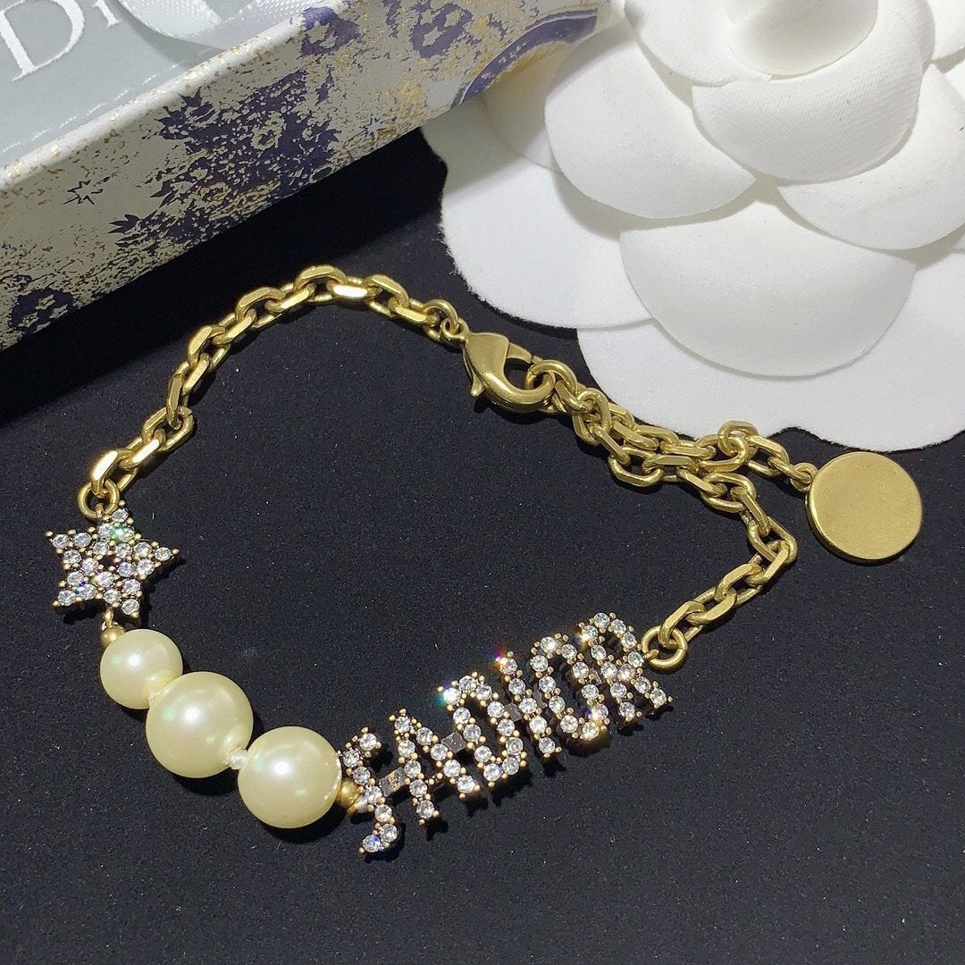 Imitation Crystal Vintage Gold Finish Bracelet