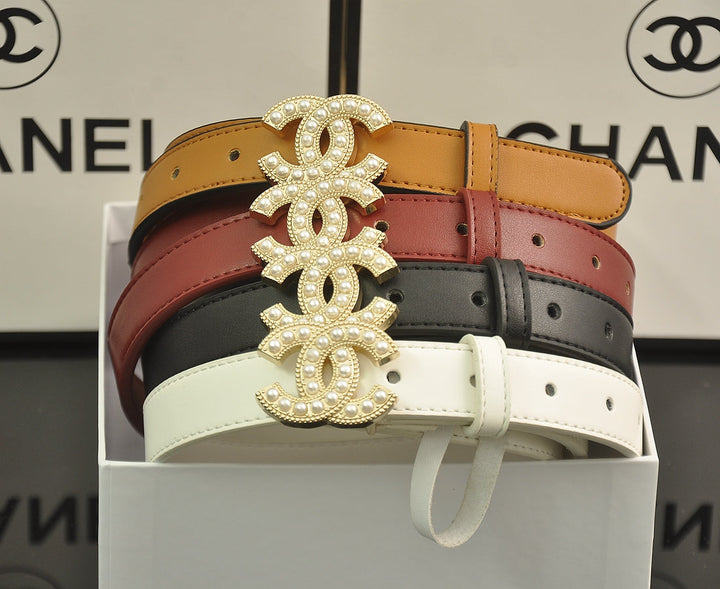 4 Colors fashion double C half rhinestone belt