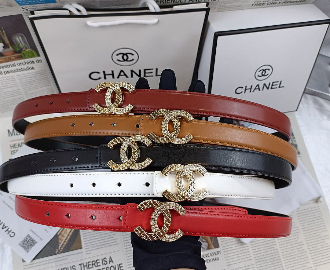 5 Colors fashion double C half rhinestone belt