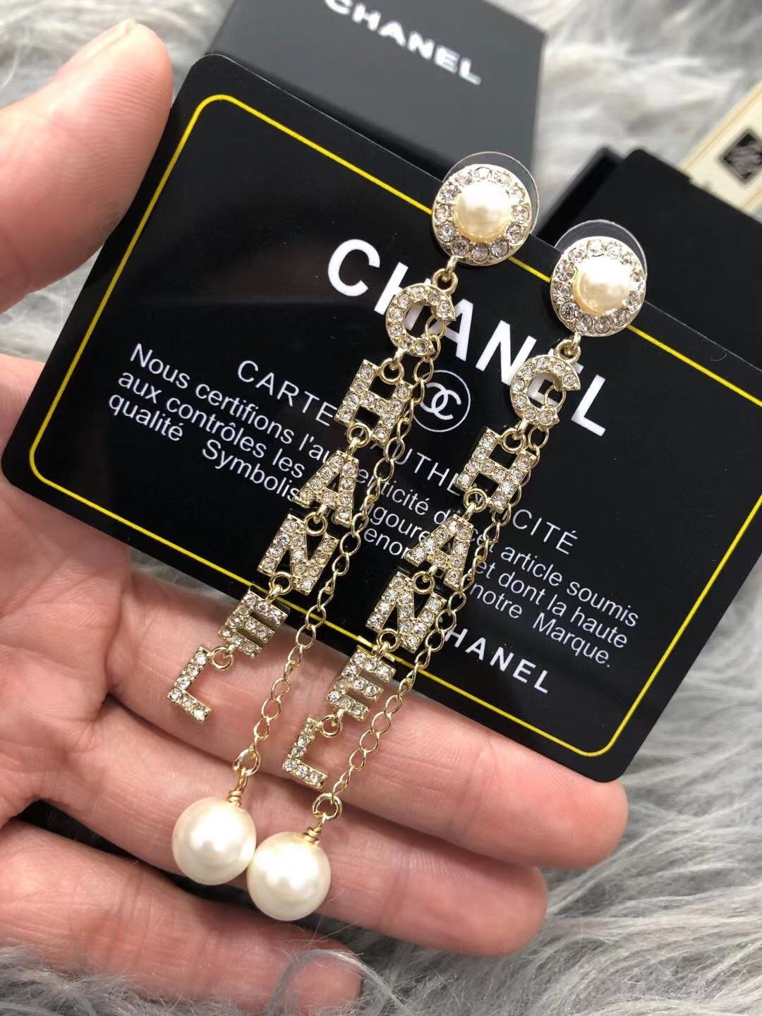 Fashion Rhinestone Letter Earrings