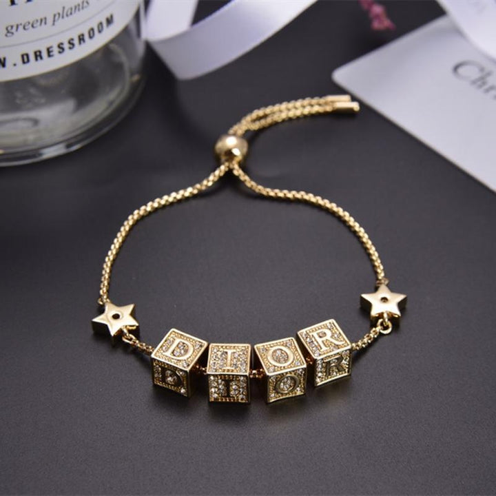 Luxury Letter Rhinestone Star Bracelet