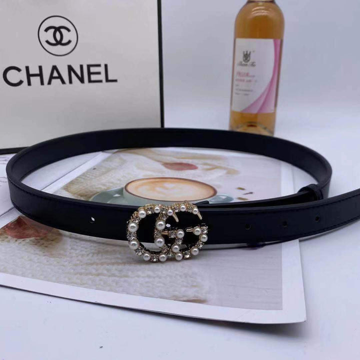 1 Color Luxury Pearl Leather Belt