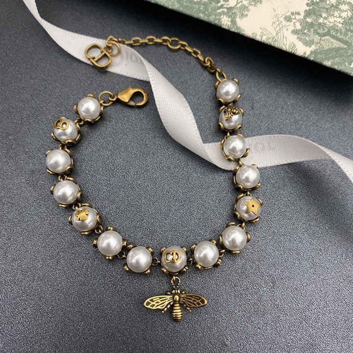 Retro Pearl Bee Bracelet