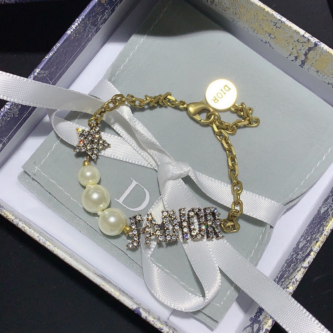 Imitation Crystal Vintage Gold Finish Bracelet