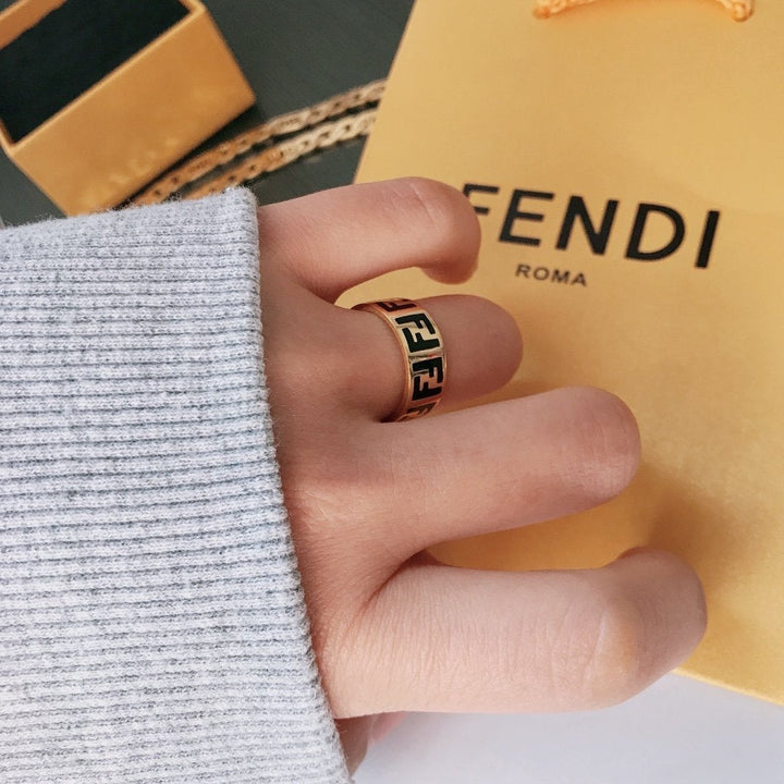 Fashion F double letter ring