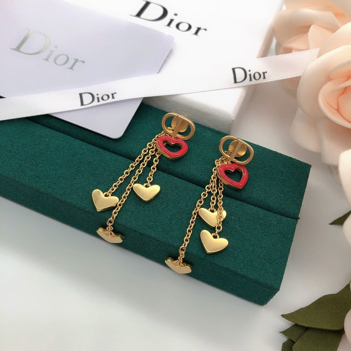 Fashion love long gold earrings