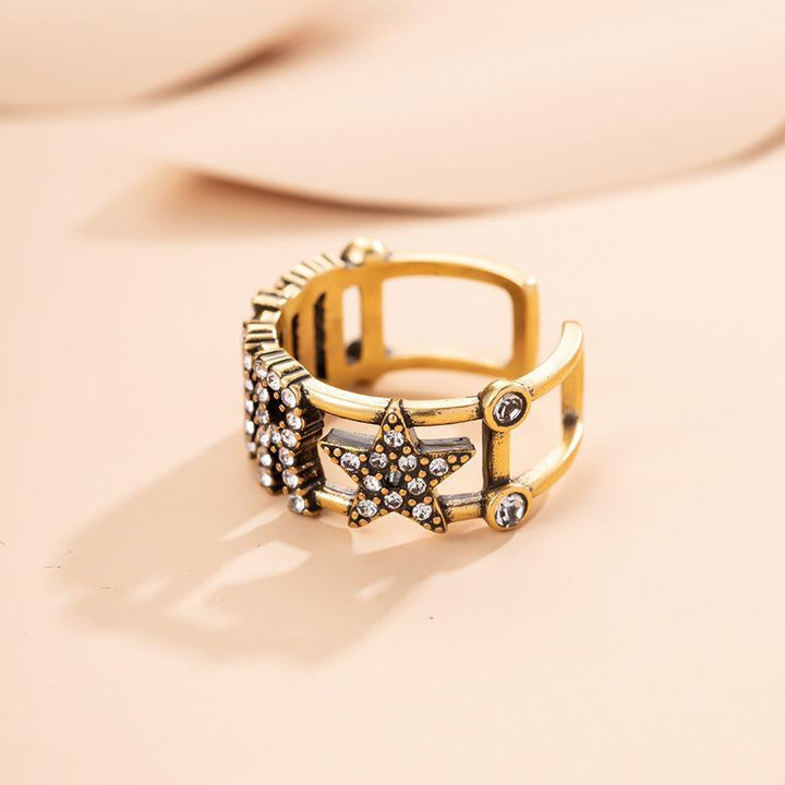 Letter Star Diamond Open Ring