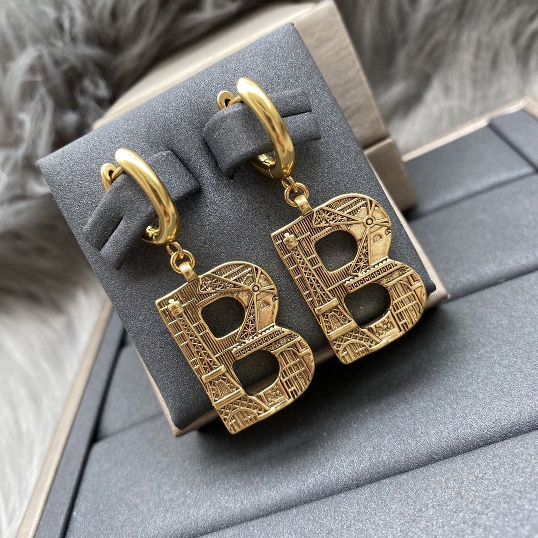 Elegant Letter Pendant Earrings