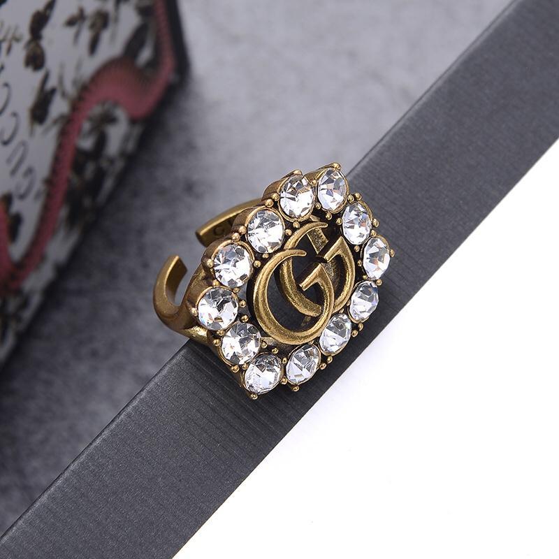 Fashion Double G Rhinestone Open Ring