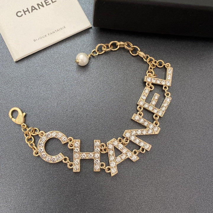 Luxury Rhinestone Embellished Letter Bracelet