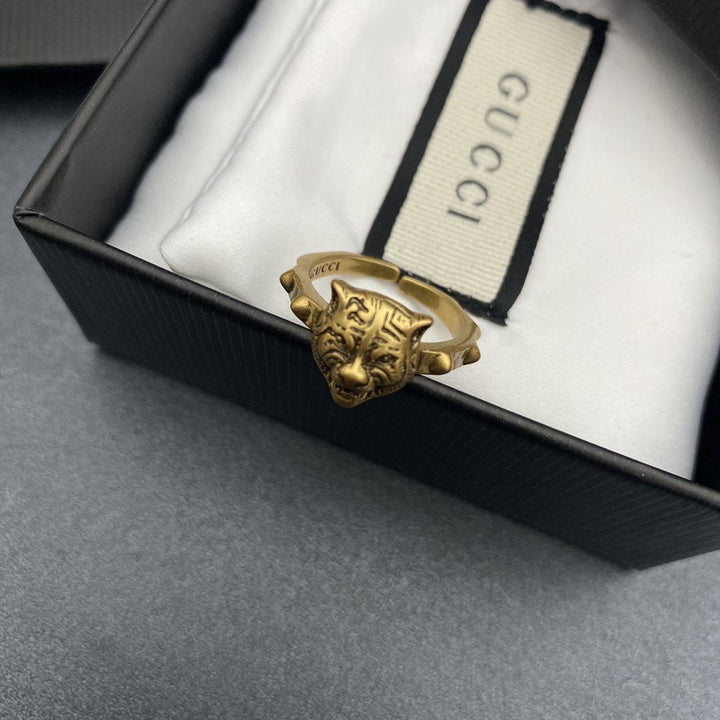 Vintage Tiger Head Open Ring