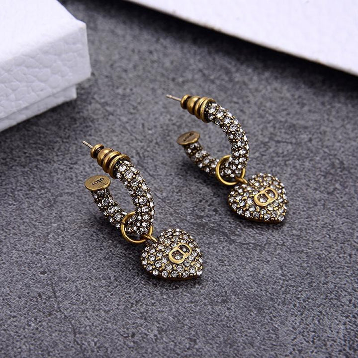 Elegant Rhinestone Heart-shaped Stud Earrings