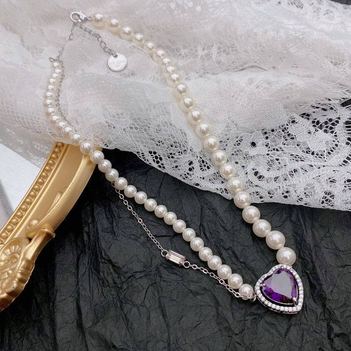 High-End Luxury Pearl Love Gemstone Necklace