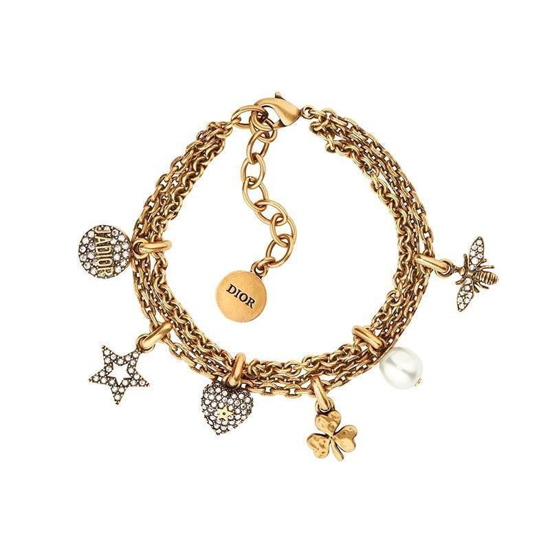 Crystal Clover Star and Heart Charm Ladies Bracelet