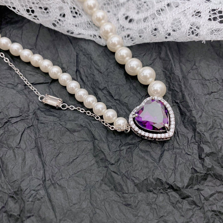 High-End Luxury Pearl Love Gemstone Necklace