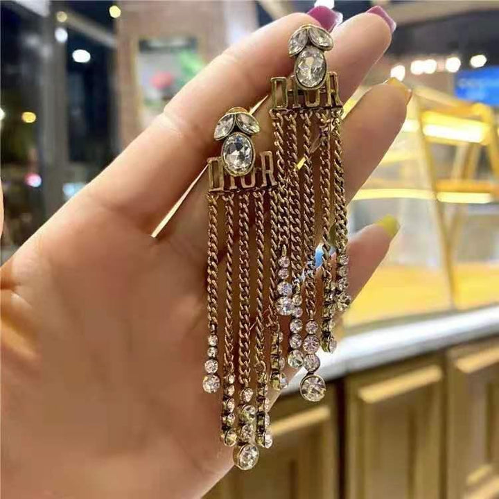 Rhinestone Tassel Earrings