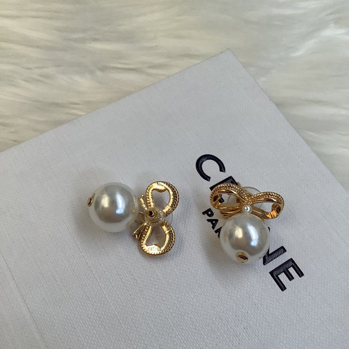 Celine Bow Pearl Earrings