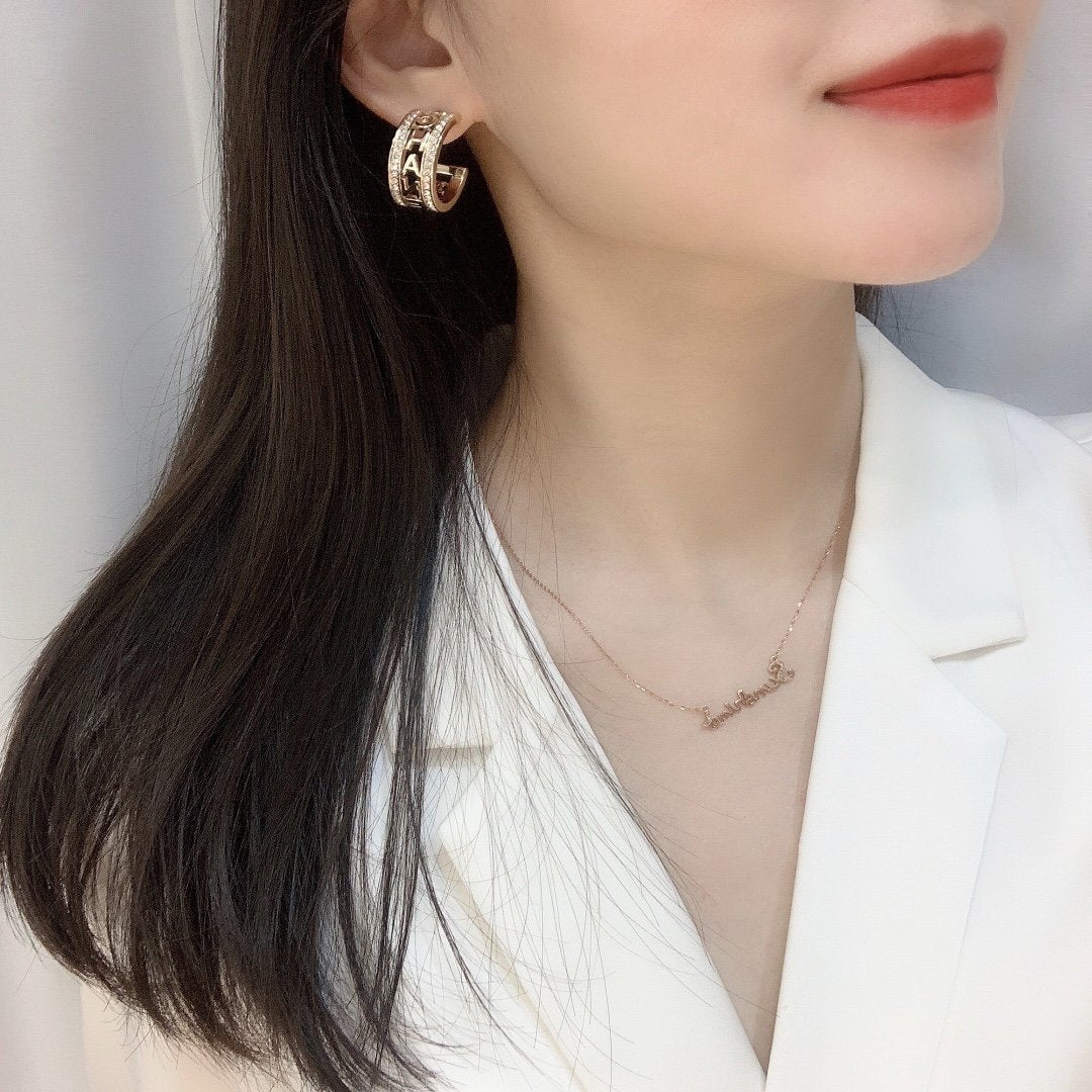 Fashion Hollow Light Gold Letter Earrings