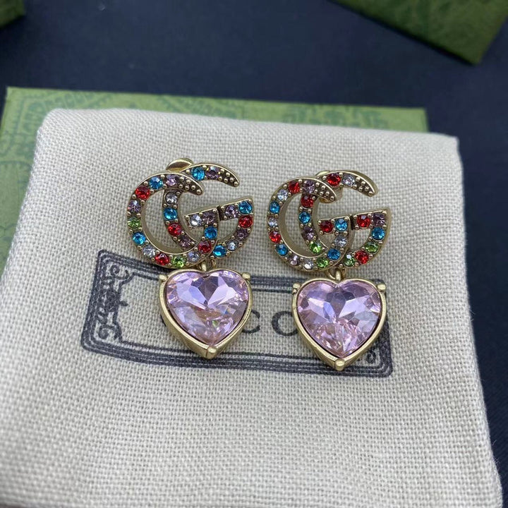 New October Trend - Colored Diamond Heart Earrings