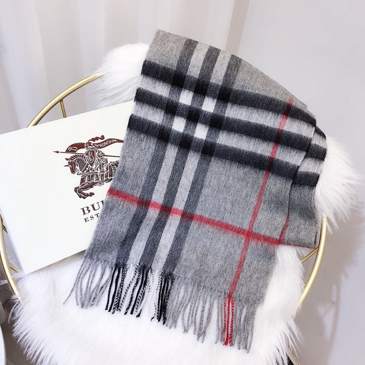 Autumn and winter scarves - Plaid tassel scarf