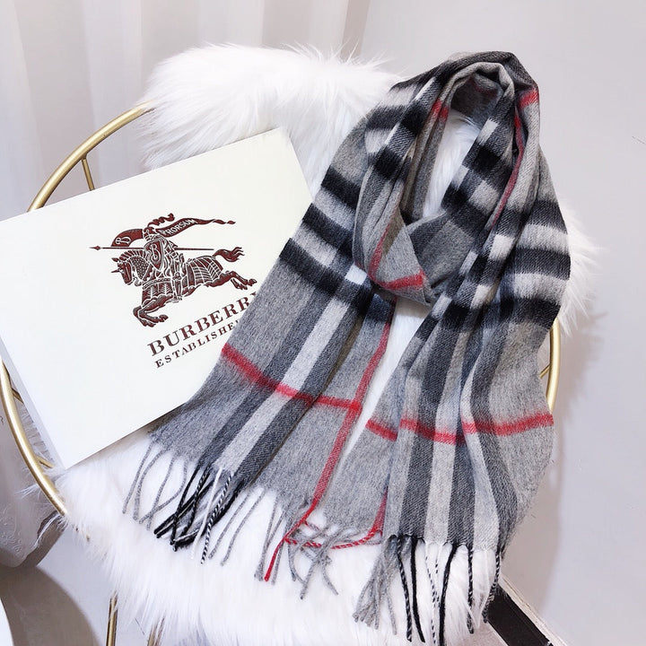 Autumn and winter scarves - Plaid tassel scarf