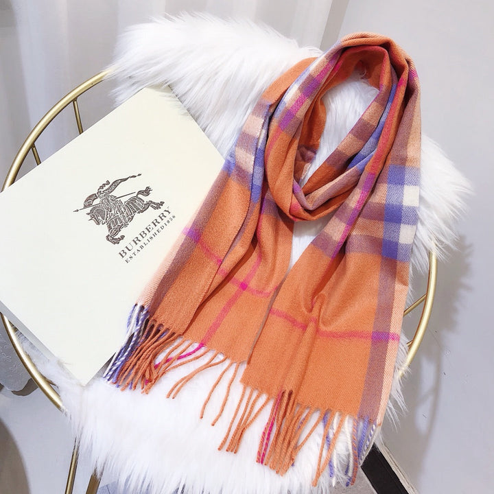 Autumn and winter scarves - Plaid tassel scarf