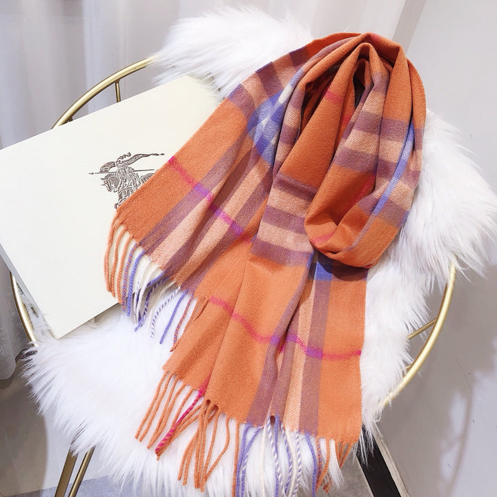 Autumn and winter scarves - Plaid tassel scarf