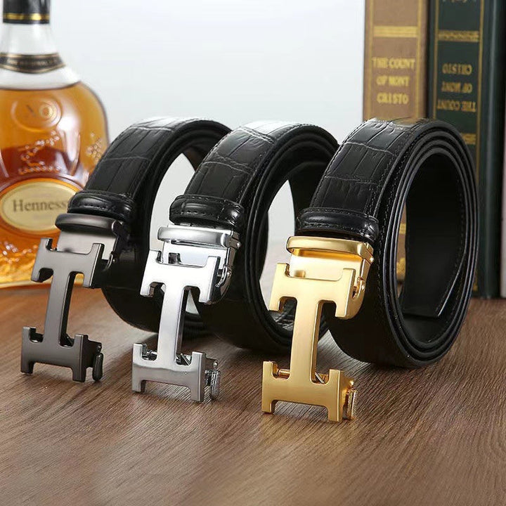 3 Colors Classic Alphabet Buckle Ladies Leather Belt